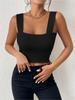 Square Neck Tank Top Wide Shoulder Straps Crop Tops Women Summer Camis Solid Color Camisole Fashion Tube Female Sleeveless Cropped Vest Y2K Clothes