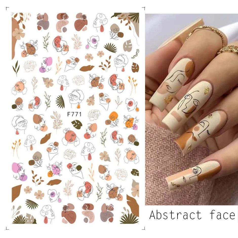 Красочные абстрактные волнистые линии 3D наклейки для дизайна ногтей цветок цветочный лист наклейки для ногтей украшения для ногтей