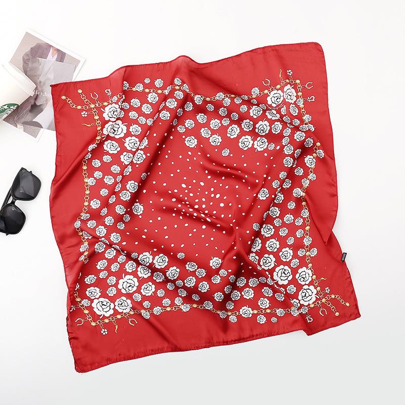 Spring/Summer New Women'S Silk Scarf 70 * 70cm Simulated Silk Twill Square Scarf Fashion Printed Large Square Scarf Professional Scarf