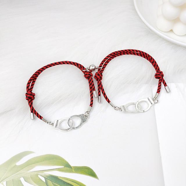 2шт Магнитный Парный Браслет Наручники Braclet Регулируемый Соответствующий Браслет Влюбленных Подарок На День Святого Валентина Пара Brazalete