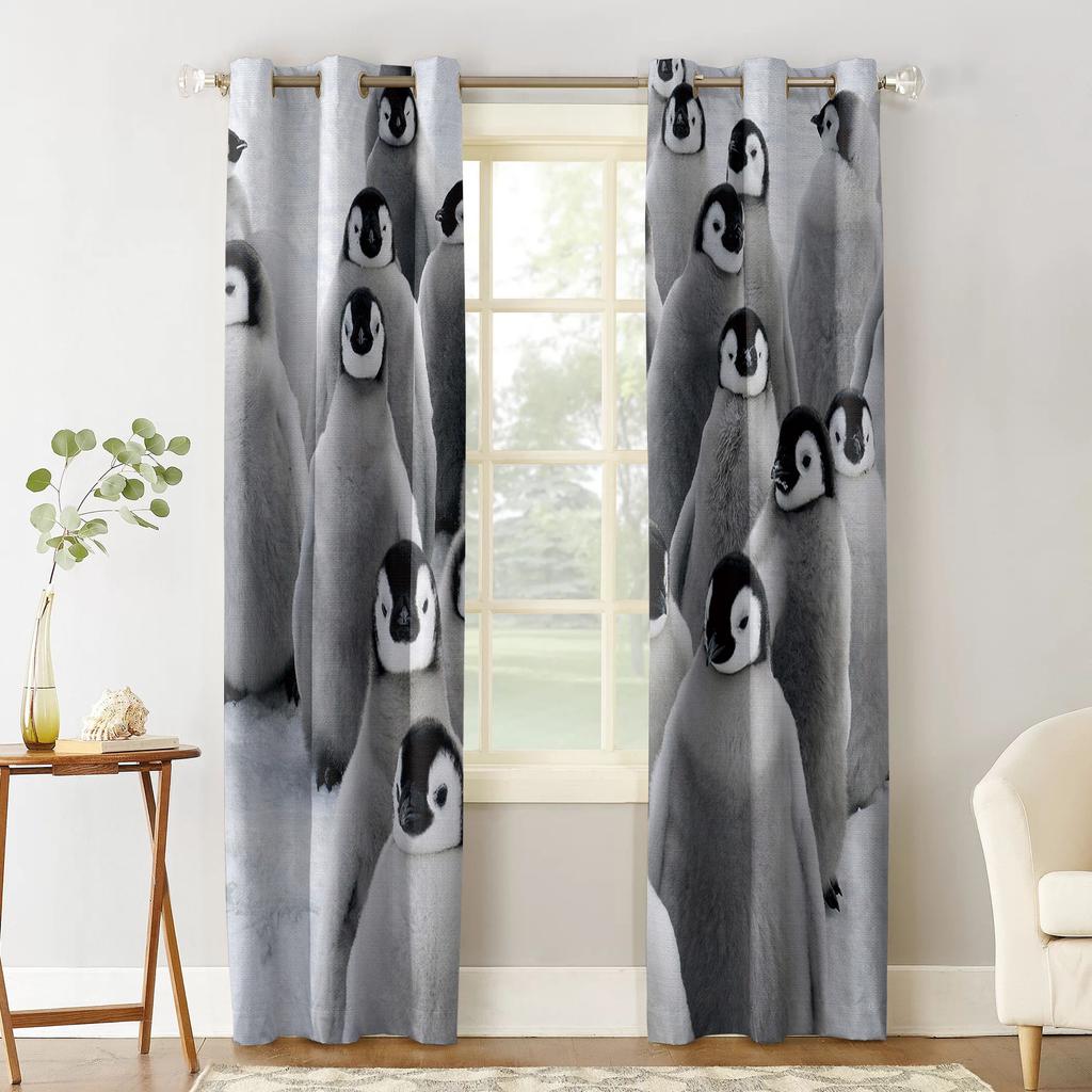 Modern Window Curtains Cute Animal Penguin Curtains Living Room Decor Curtains for Living Room Luxury Home Decor