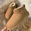 Style Basic Short Mini Winter Sheepskin Snow Boots Women Waterproof Natural Wool Fur Lined Ankle Warm Flat Shoes 35 -44