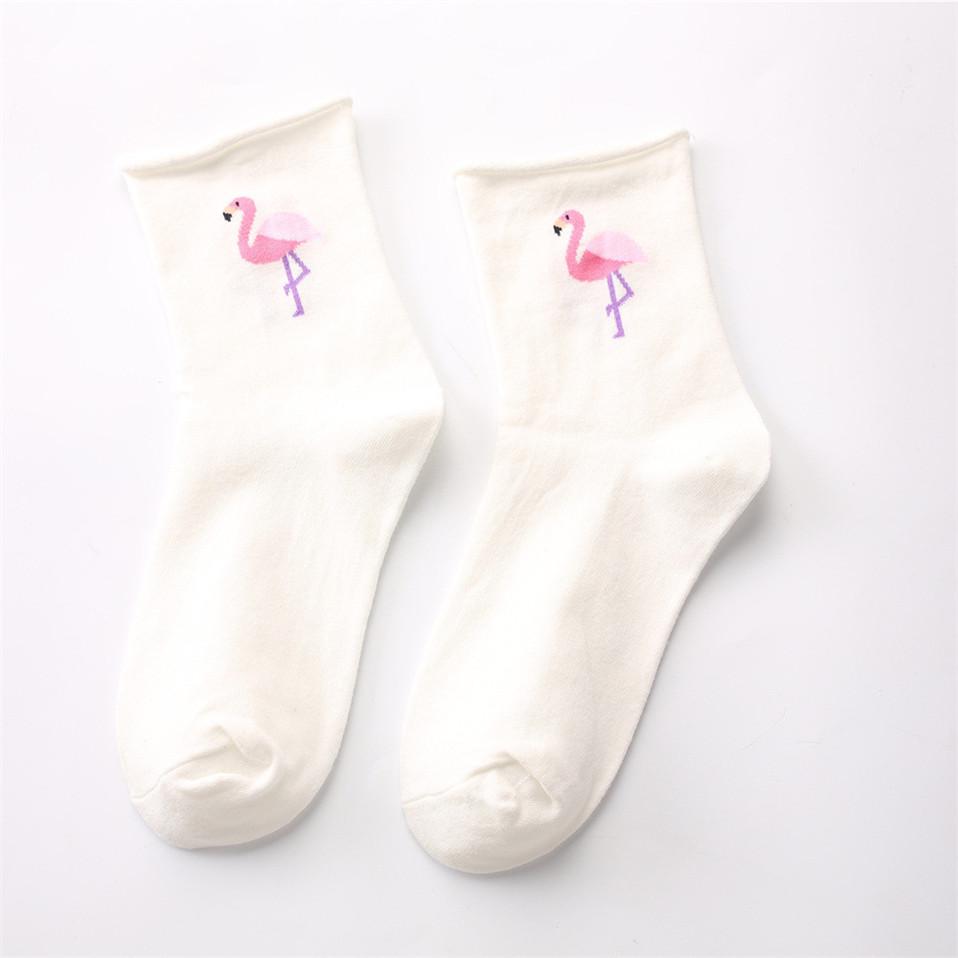 Новые хлопковые носки с изображением фламинго, женские забавные носки в стиле Харадзюку, зимние винные носки, носки для счастливых девочек