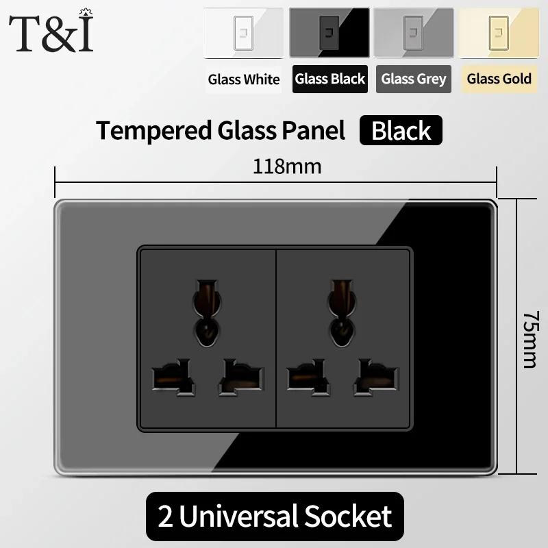 Стандартная настенная розетка Бразилии (Тип N) с USB Type‑C, 3-клавишный настенный выключатель, панель из закаленного стекла, стабильное питание для дома/офиса