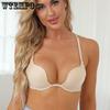 Gather Sexy Bras Women Solid Color Thin Underwear Sex French Beauty Back Invisible Bra Push Up Bralette Seamless Lingerie