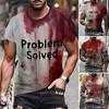 Men Halloween T-shirt Spooky Crew Neck Short Sleeve Tee Blood Stain Print T-shirt for Halloween Dress-up Horror Themed Party
