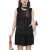 Women's Summer Linen Slimming Two-Piece Set: Sleeveless Sport Shirt & Shorts
