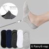 6 Pairs Men's Plus Size Summer Thin Boat Socks Cotton Invisible Silicone Socks Antibacterial Slip Socks