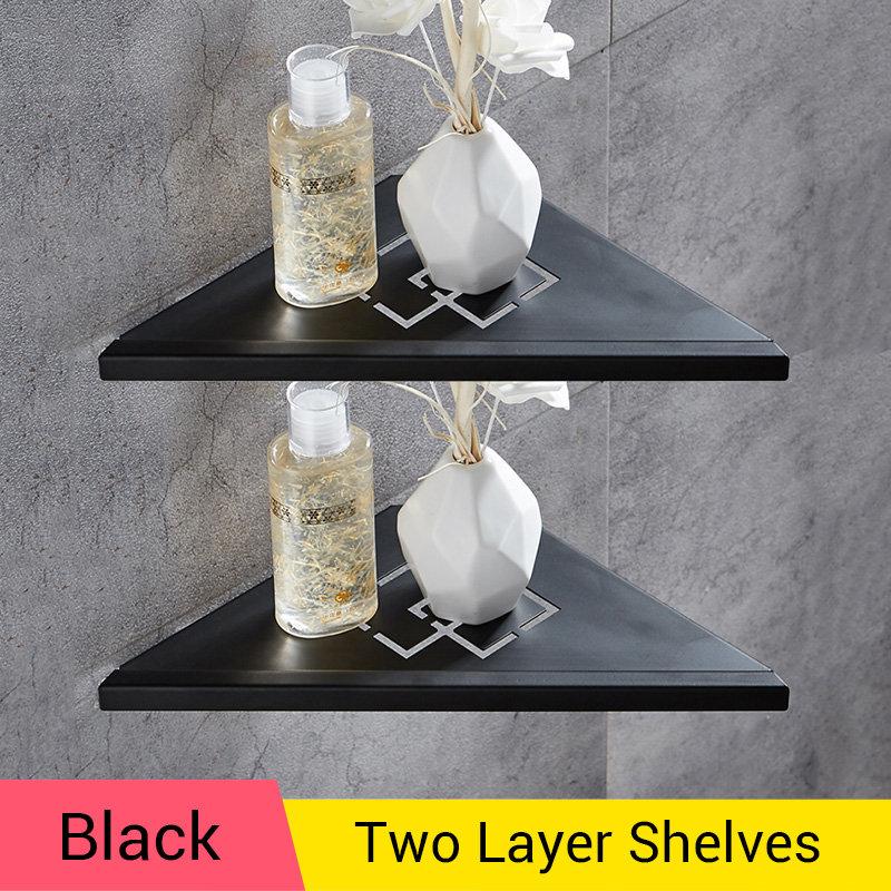 Bathroom Shelves Black Stainless Steel 304 Wall Bathroom Shelf Shower Caddy Rack Bathroom Accessories Shelves WF-18062