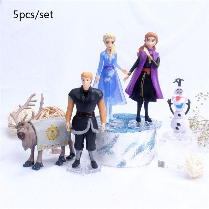 Delightful 5pcs Snow Queen Anna Elsa Frozen 2 Olaf Sven Kristoff Doll Figures For Kids