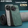 KEYSION Luxury Retro PU Leather Case for POCO F7 Pro Soft Silicone+PC Shockproof Phone Back Cover for Xiaomi POCO F7 Ultra