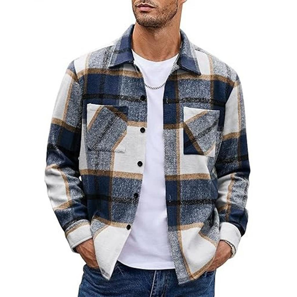 Мужские фланелевые рубашки с длинным рукавом, легкие клетчатые рубашки, повседневные рубашки на пуговицах