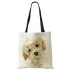 Women Handbag Linen Totes with Dog Print Casual Traveling Beach Gift Bags CLE