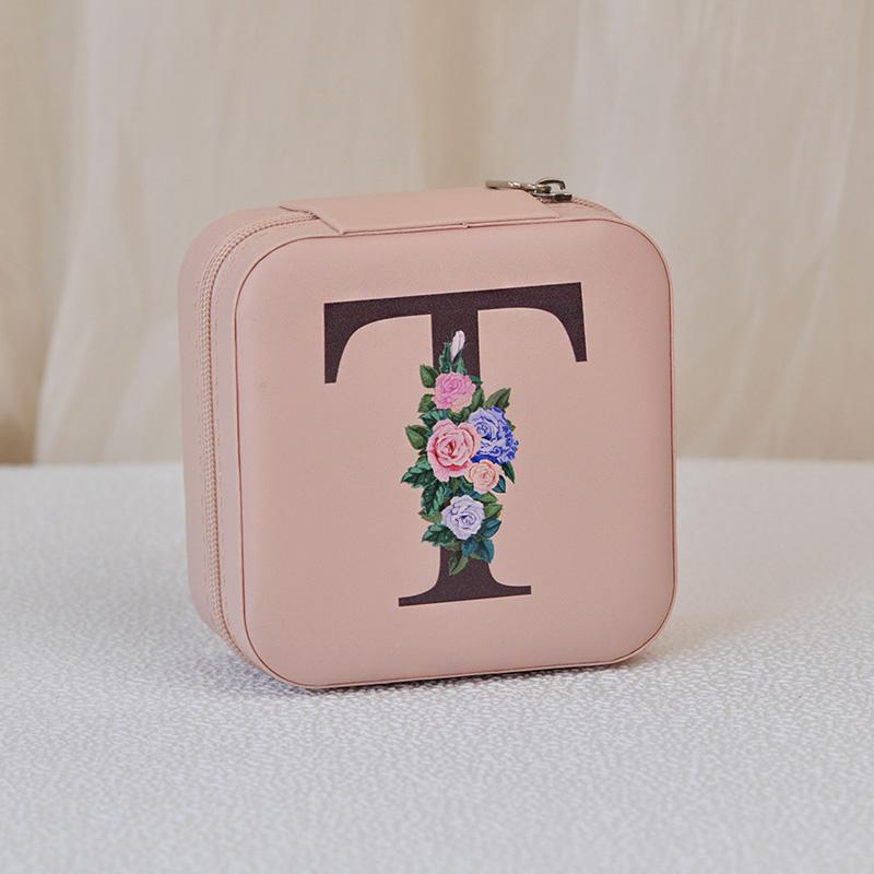 1PC Jewelry Boxes for Wedding Party Black Alphabet Personalized Pink Gift Box Jewellery Holder Jewelry Organizer Case