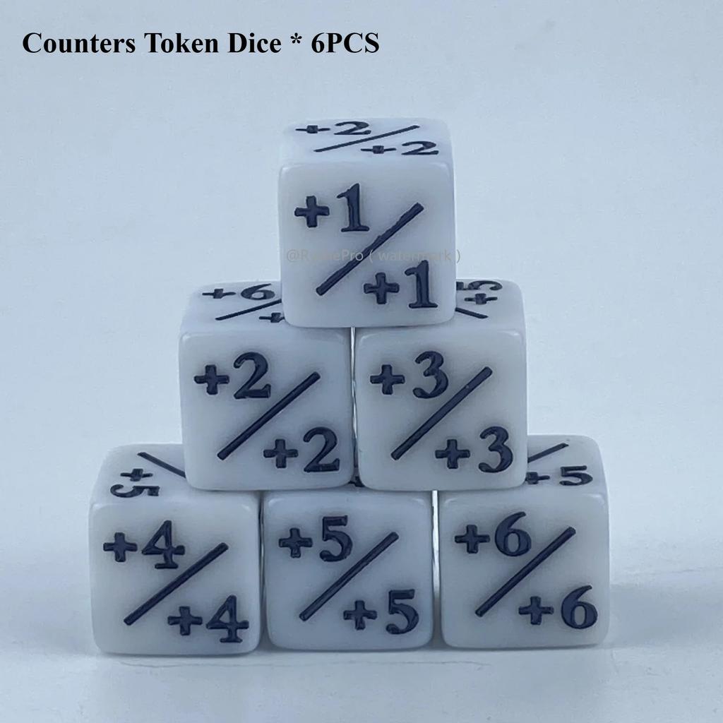 6pcs Counters Token Dice Compatible with Magic The Gathering Dices Cube Loyalty Counter Dice Set for MTG CCG DND PRG Card Gaming