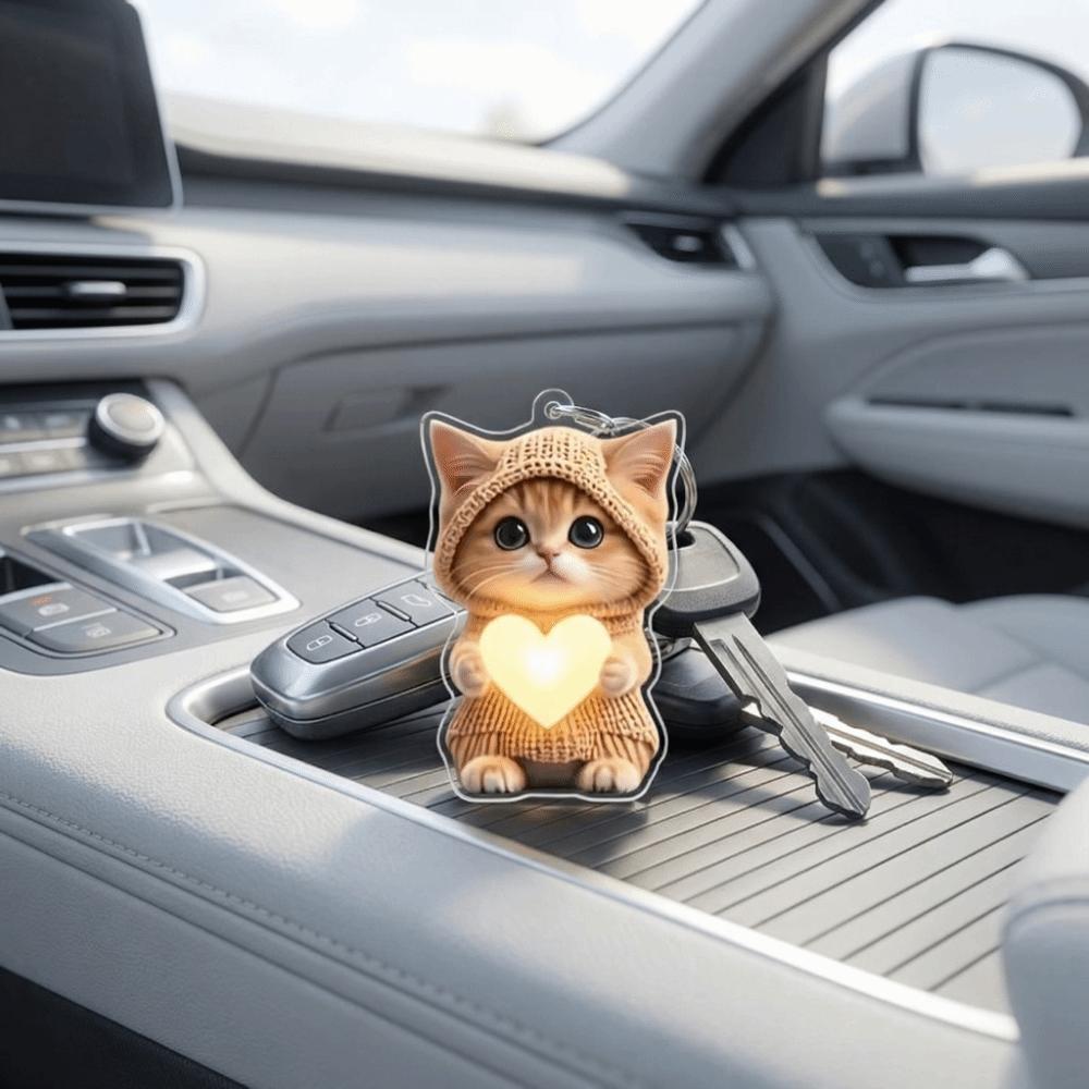 Mini Cat Keychain Cute Hanging Ornament Keyring Cat Acrylic Pendant Girls Women