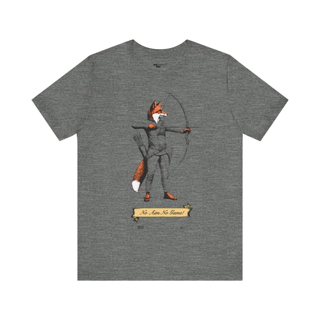 Archery Fox T-Shirt Vintage Medieval Art No Aim, No Game Bow Arrow Robin Hood