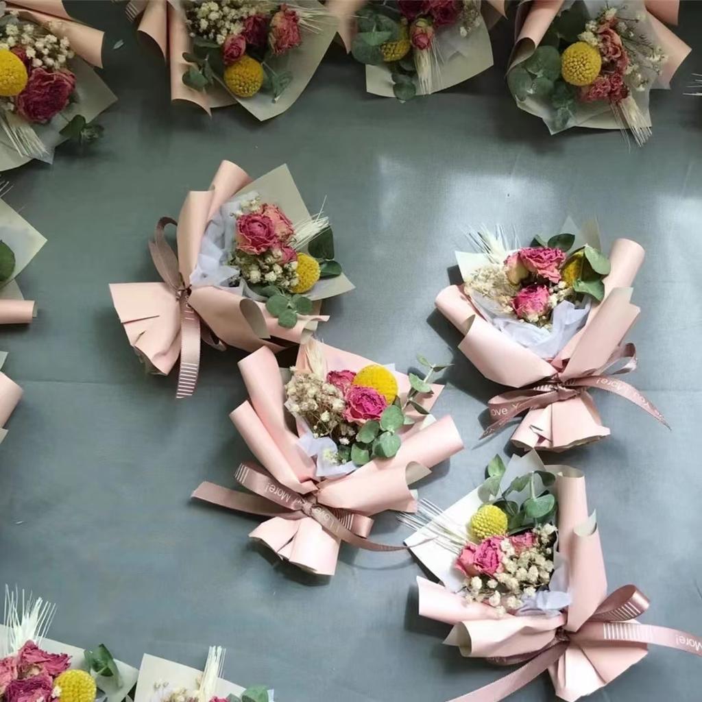 Pink Barbie Dried Flower Mini Bouquet for Girlfriend Valentine's Day Souvenir Gift Box Collocation Decor Home Wedding Decoration