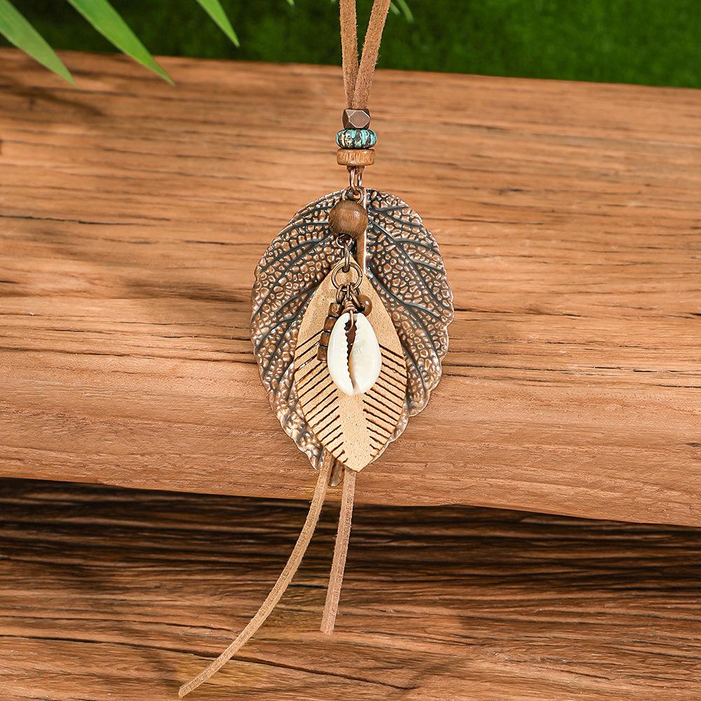 Элегантная подвеска из бирюзовой ракушки Женская мода Коричневые подвески Ожерелья Бохо Длинное ожерелье Ювелирные изделия