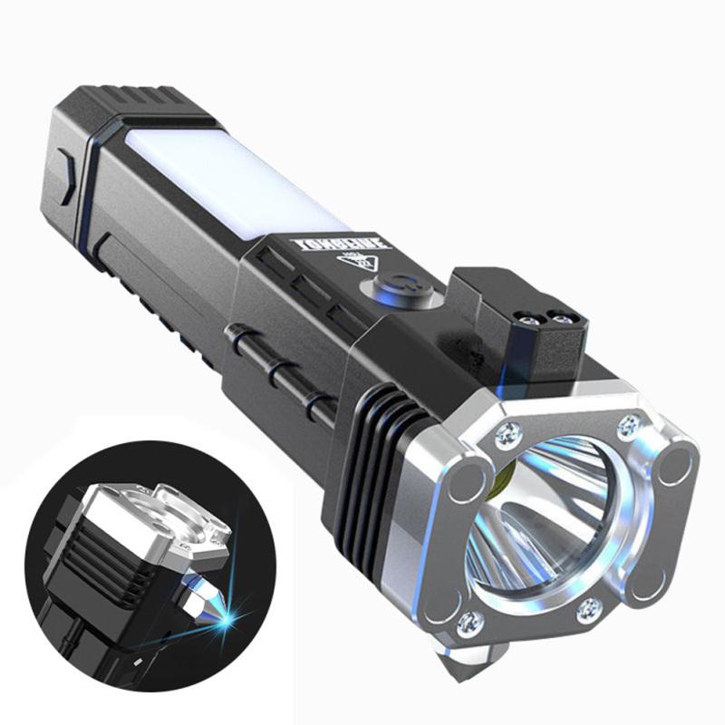 Фонарик Usb перезаряжаемый фонарик с молотком, ножом, аккумулятором, светодиодный рабочий свет для улицы