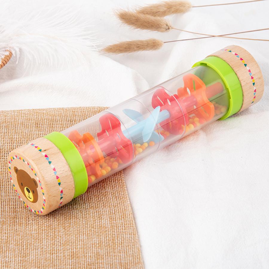 Montessori Baby Rain Stick Rainbow Hourglass Rain Music Rattle Baby Educational Toy Rainmaker Montessori Sensory Toys for Kids