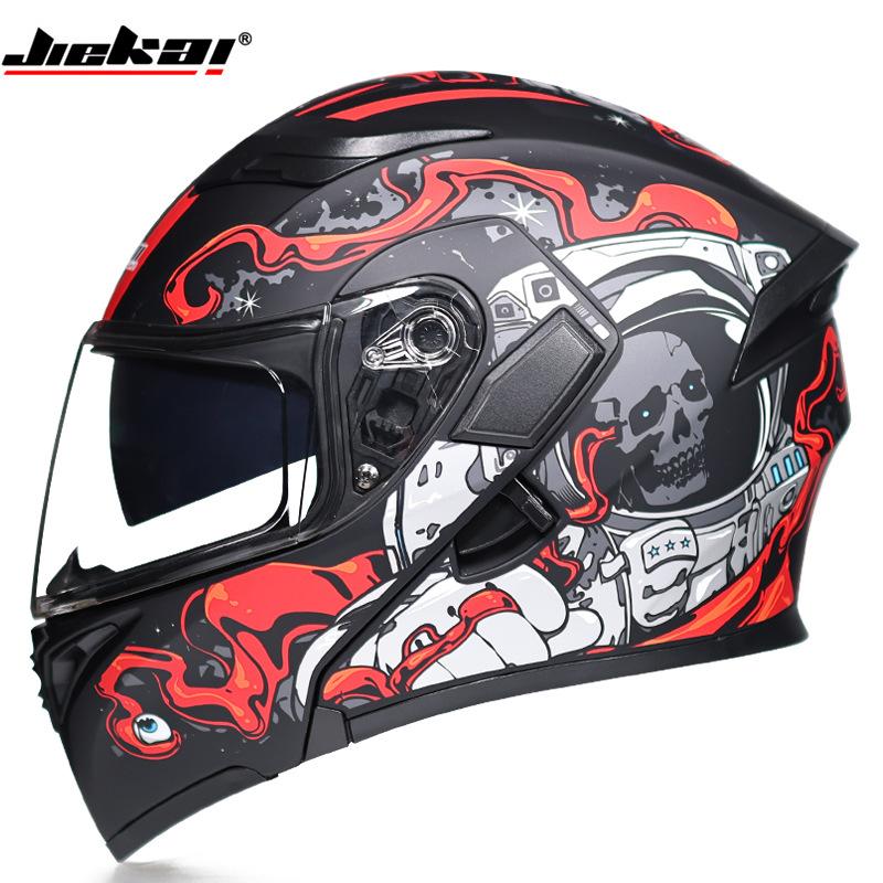 JIEKAI шлем для мужчин мотоциклетный шлем с открытым лицом для женщин двойные линзы противотуманные персонализированные крутые с Bluetooth всесезонные
