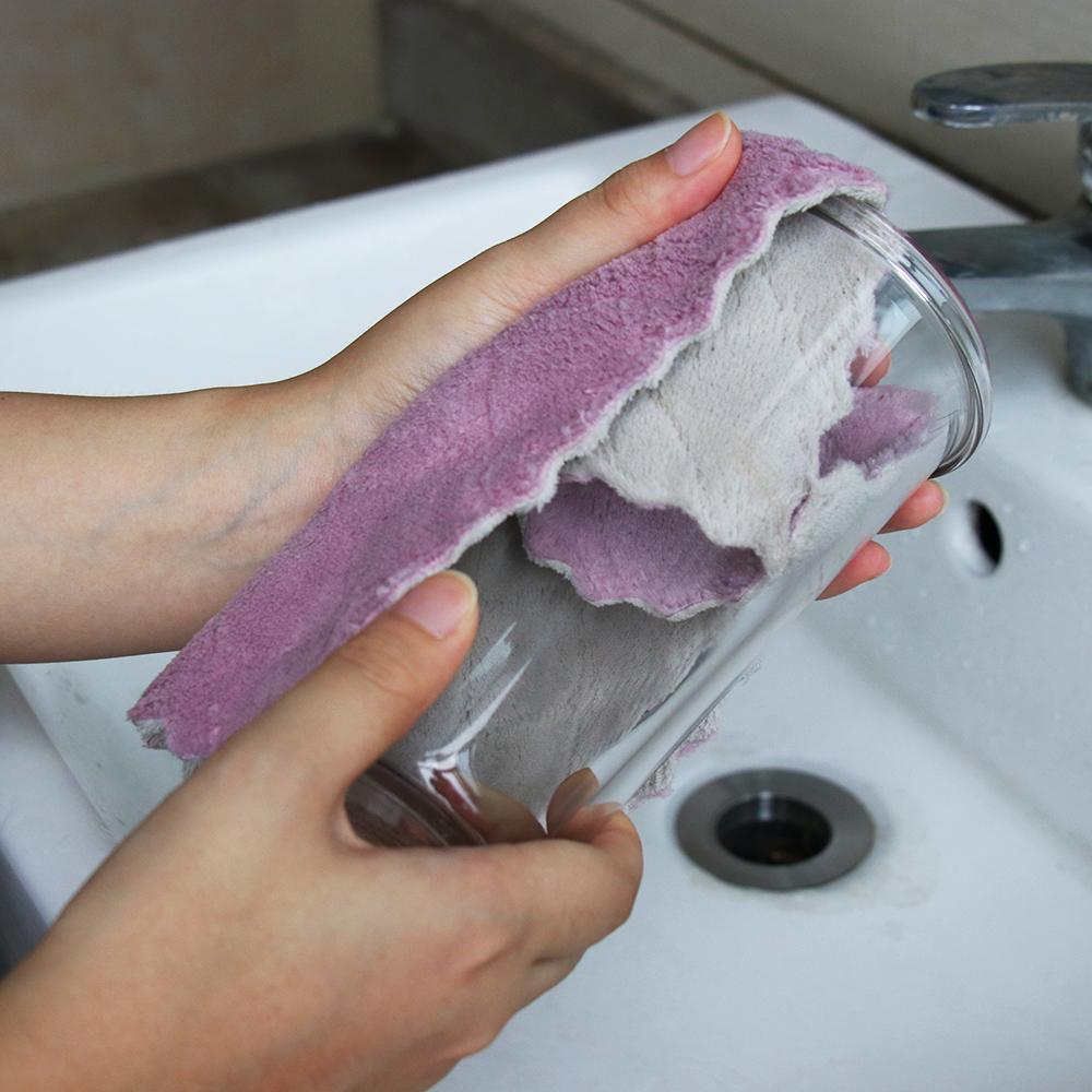 Dish Microfiber Kitchen Super Absorbent Clean Cloths Cleaning Towel Scouring Pad Non-stick Oil Rags