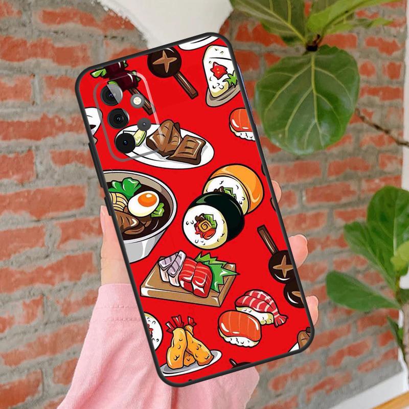 Kawaii Sushi Pattern Case For Samsung Galaxy A55 A35 A25 A15 A53 A33 A13 A51 A71 A12 A32 A52 A14 A34 A54 Cover