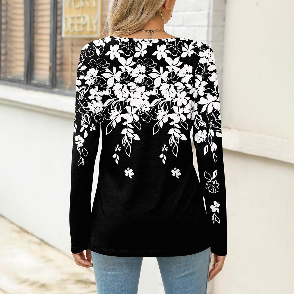 Женский плиссированный топ с длинными рукавами, поясом, цветочным принтом и круглым вырезом