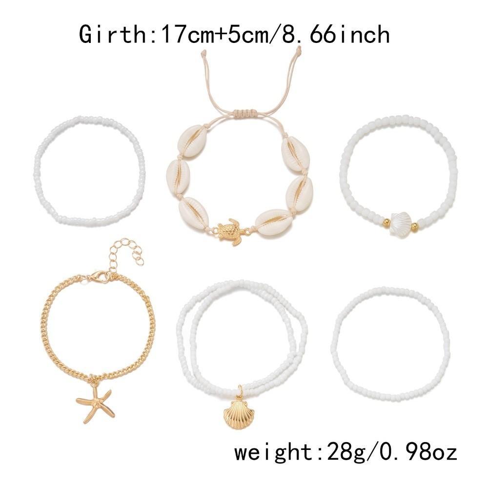 Starfish Multilayer Shell Bracelets Bohemian Wrap Charm Hand Chain New Conch Beaded Bangles Gifts