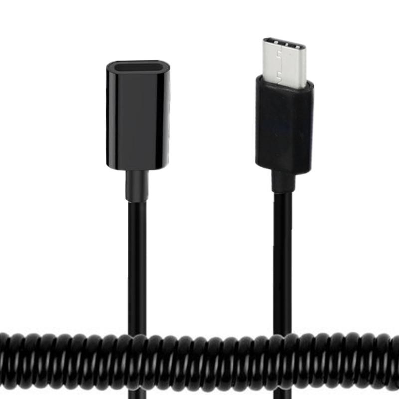 Спиральный USB-C Female на USB 3.1 Male, 10 Гбит/с, Быстрая передача данных, Мощная зарядка для устройств Type-C
