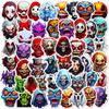 50Pcs Horror Face Stickers - Scary Skull Vinyl Decals for Halloween Prank & DIY (4.3x4.8cm)