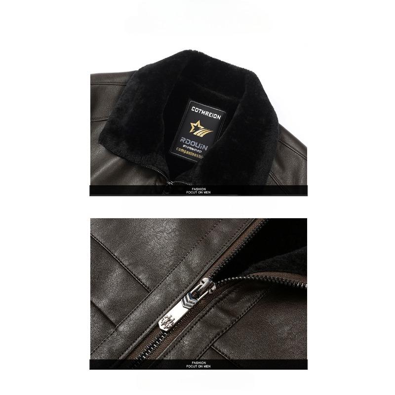 Кожаная куртка мужская бархатная утолщенная мужская меховая зимняя теплая кожаная куртка с лацканами