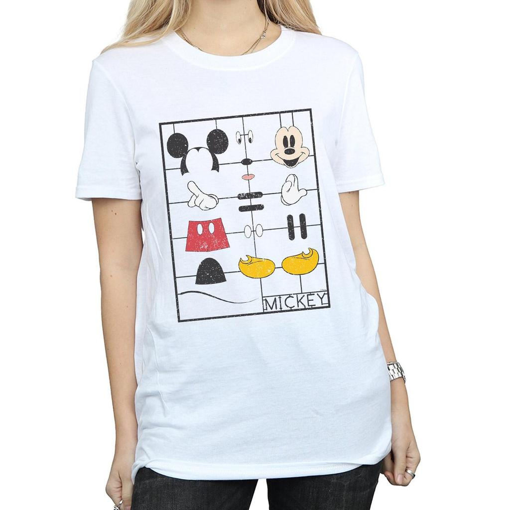 Disney Womens/Ladies Mickey Mouse Construction Kit Cotton Boyfriend T-Shirt