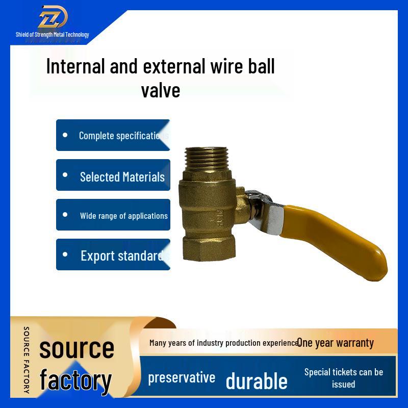 Copper DN15 Brass Ball Valve with Male/Female Threads and Thickened Screw Connection for Water Pipes