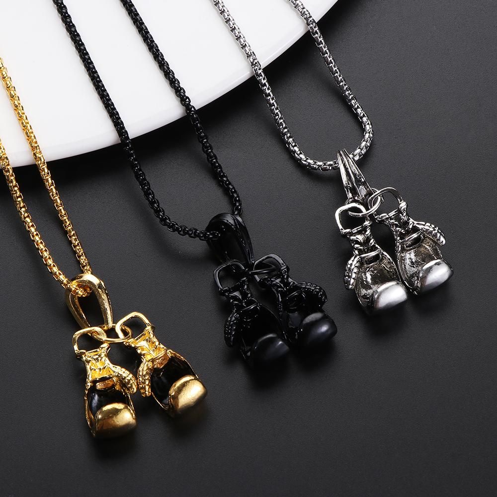 Fashion Mens Boys Gift Stainless Steel Chain Necklace Choker Boxing Glove Pendant