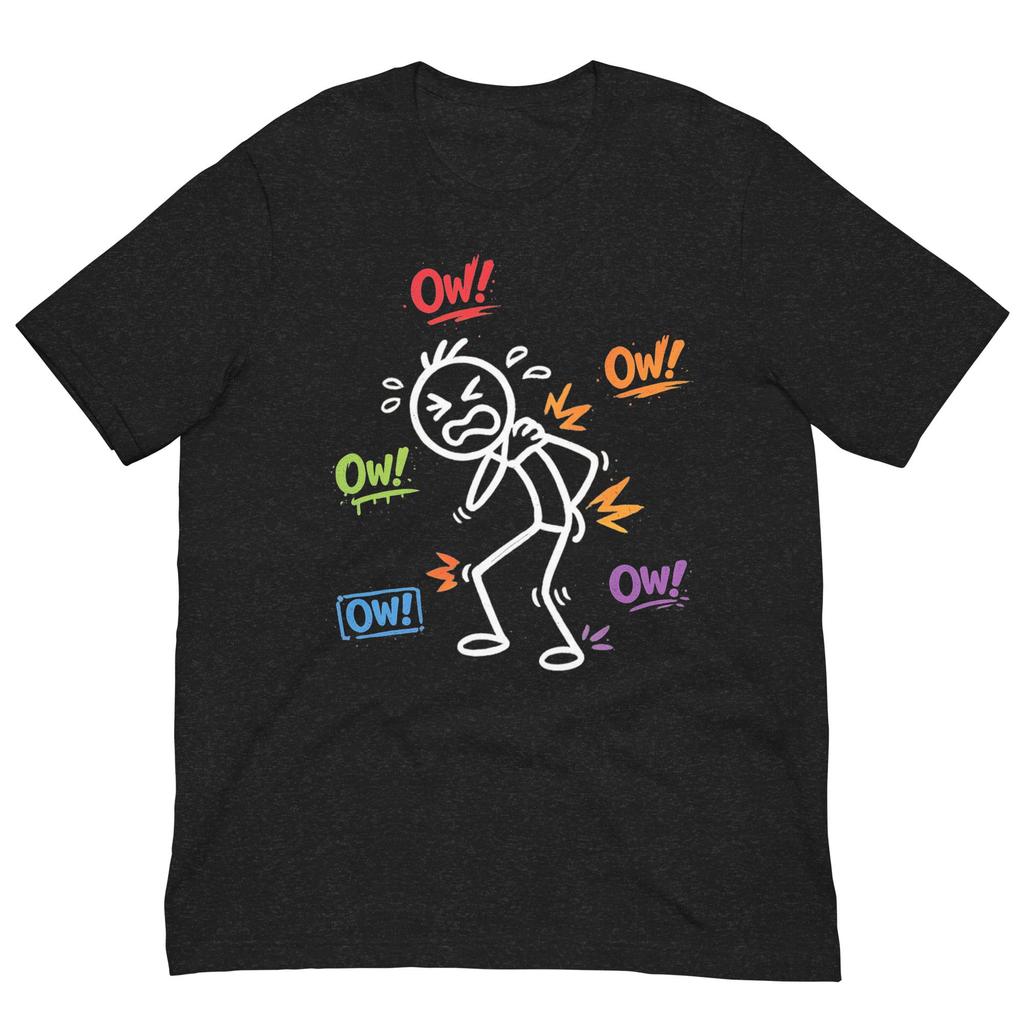 Ow Ow Ow Shirt, Funny Body Pain Stick Figure Tee, LGBTQ Pride Rainbow Shirt, Scoliosis Humor T-Shirt, Sarcastic Meme Graphic Tee