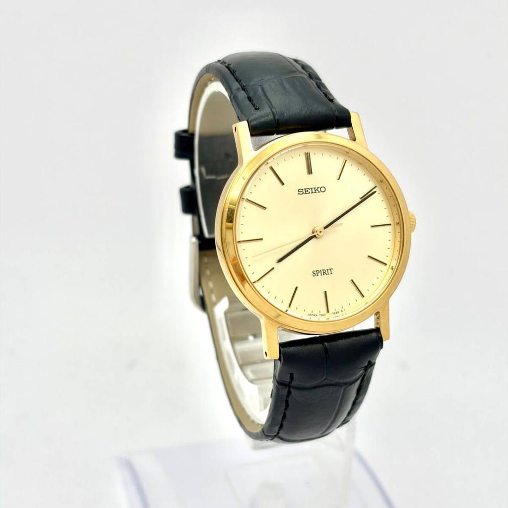 Часы SEIKO Spirit Золотые 3N0155 Новый ремешок [Новая батарейка] Мужские 7N01-7060