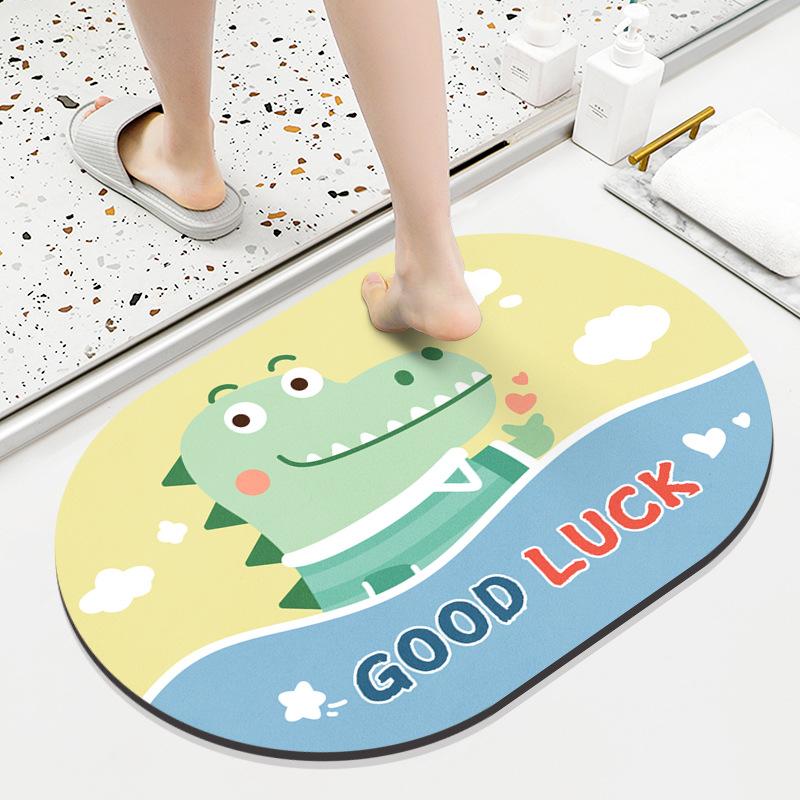 Diatom Mud Mat Toilet Cartoon Top Restroom Mat Non-slip Moisture-wicking Quick Drying Home Toilet Door Bathroom Pad
