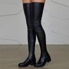 Over The Knee Long Boots For Women PU Leather Low Heels Knee High Boots Female Autumn Winter 2021 Thigh Boots Botas Femininas