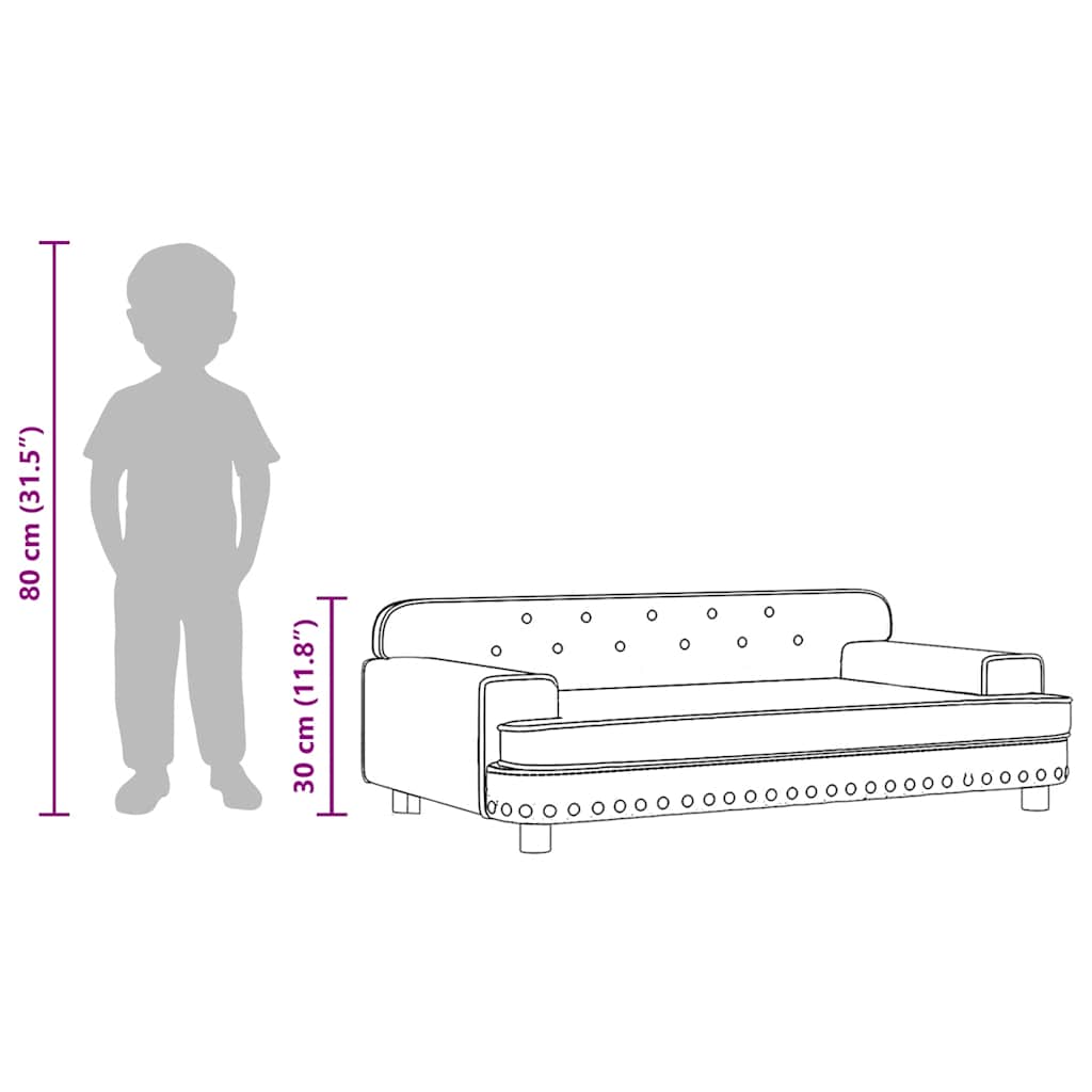 Kids Sofa Cream 90 x 53 x 30 cm Velvet