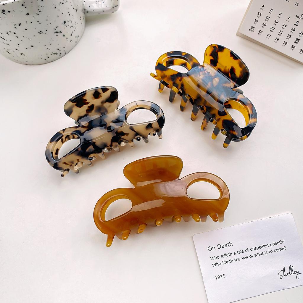 Полый зажим-краб, модная заколка для волос с леопардовым принтом, заколка для волос на затылок, заколка для скрученных волос, заколка-акула