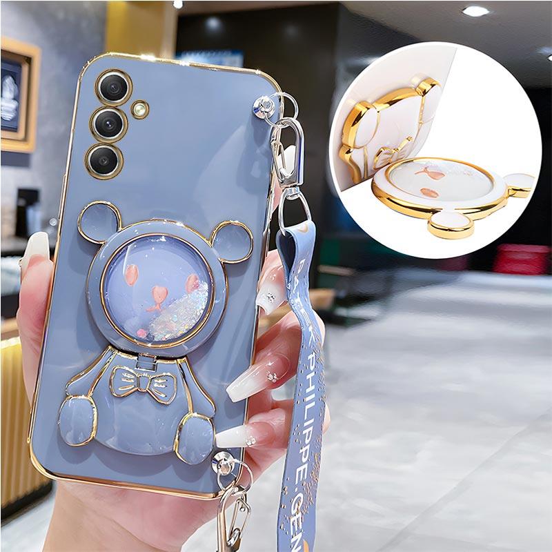 Роскошный чехол с ремешком в виде медведя для Samsung Galaxy A05 A05S A14 A54 A04 A34 A24 M14 4G 5G