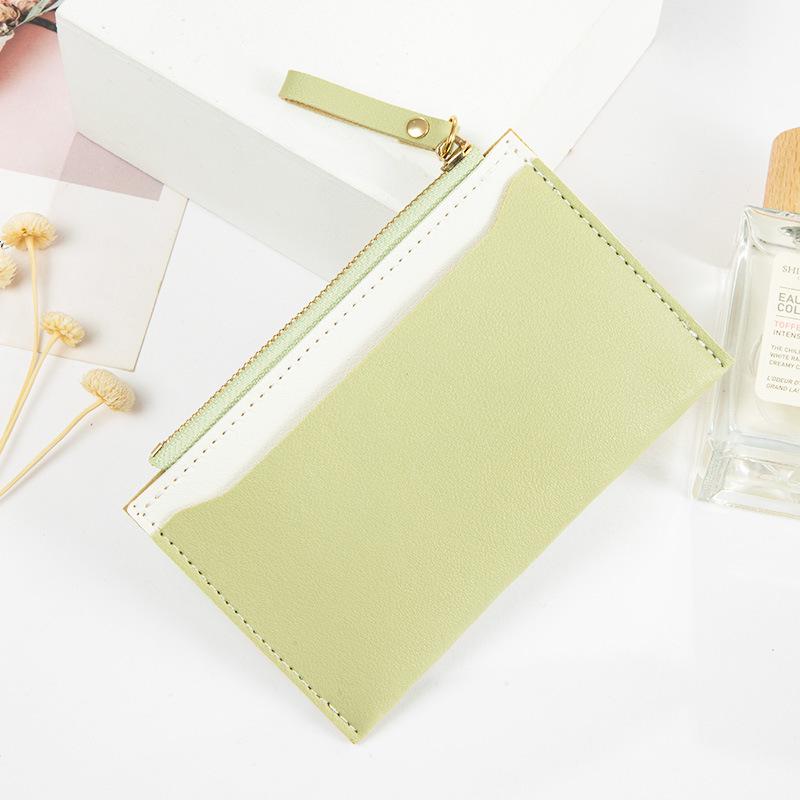 Женский кошелек для монет на молнии, новинка 2025 года, держатель для карт из искусственной кожи с цветными блоками