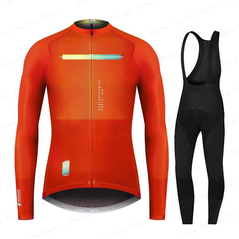 New Spring/Autumn Triathlon Men Long Sleeve Cycling Clothing Breathable Anti-UV Bicycle Jersey Set Wear Bib Pants Ropa Ciclismo