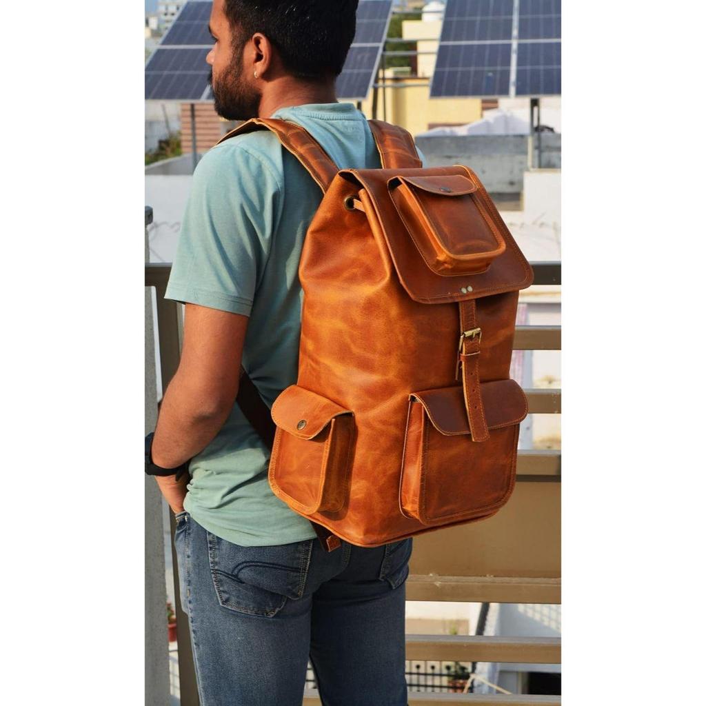 Genuine Leather Vintage Handmade Casual College Day-pack Cross Body Messenger Backpack