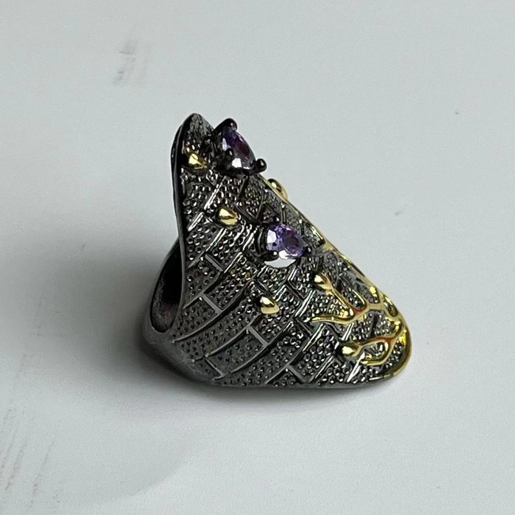 Модное кольцо с листом аметиста для женской помолвки