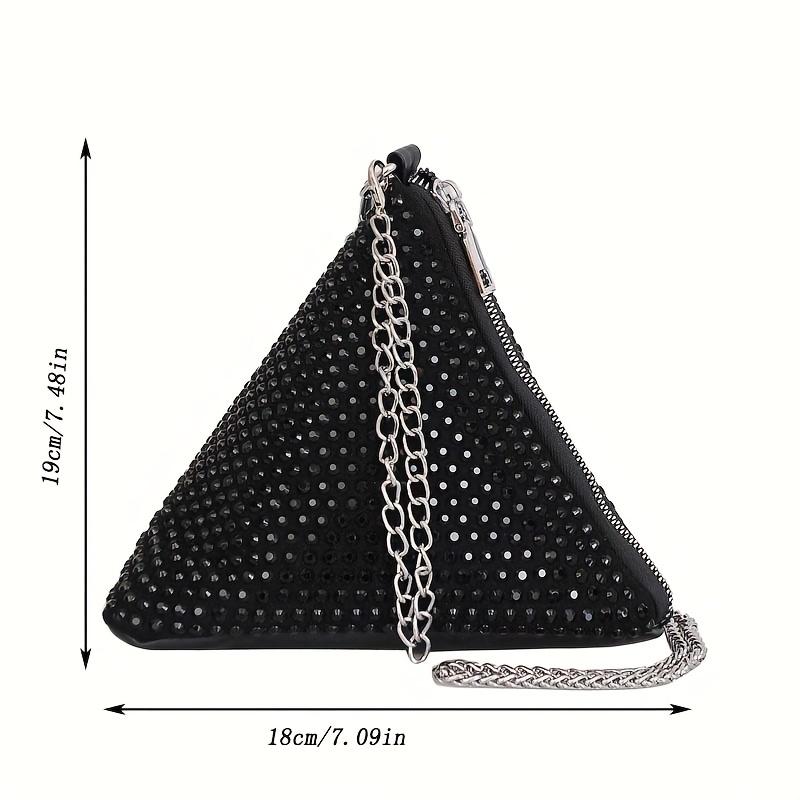 1 Pc Fashion Trend Diamond-encrusted Women's Bag, Triangular Zongzi Style Small Bag with Foreign Style Chain, Portable Shoulder Messenger Bag