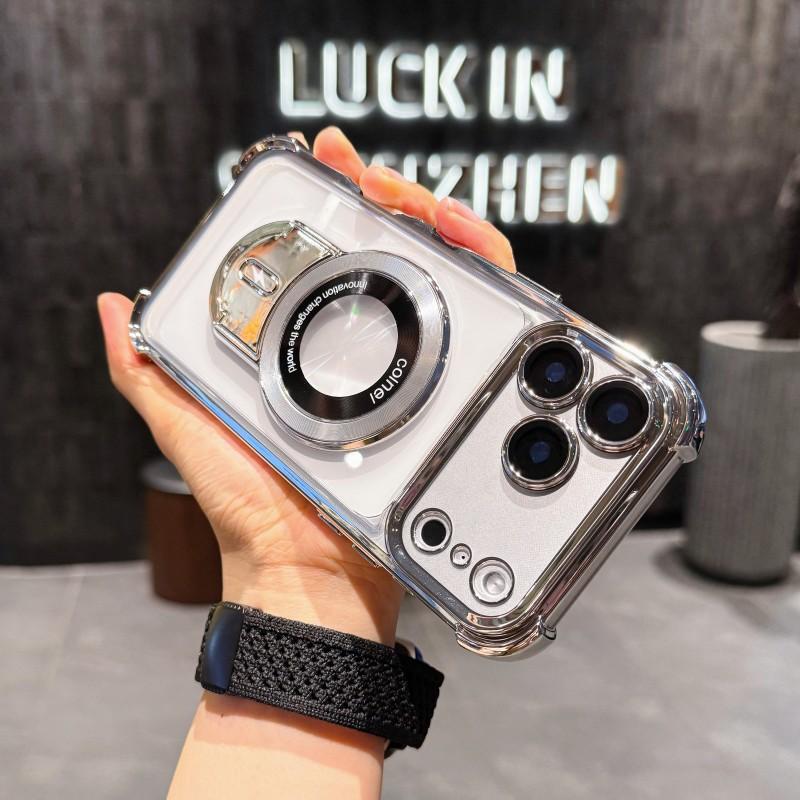 Магнитный чехол для Xiaomi 15T Pro 14T 17 13T Redmi 15 15C 14C 13 K90 Подставка Держатель Тележки Противоударный Роскошный Мягкий Прозрачный Чехол Задняя Крышка