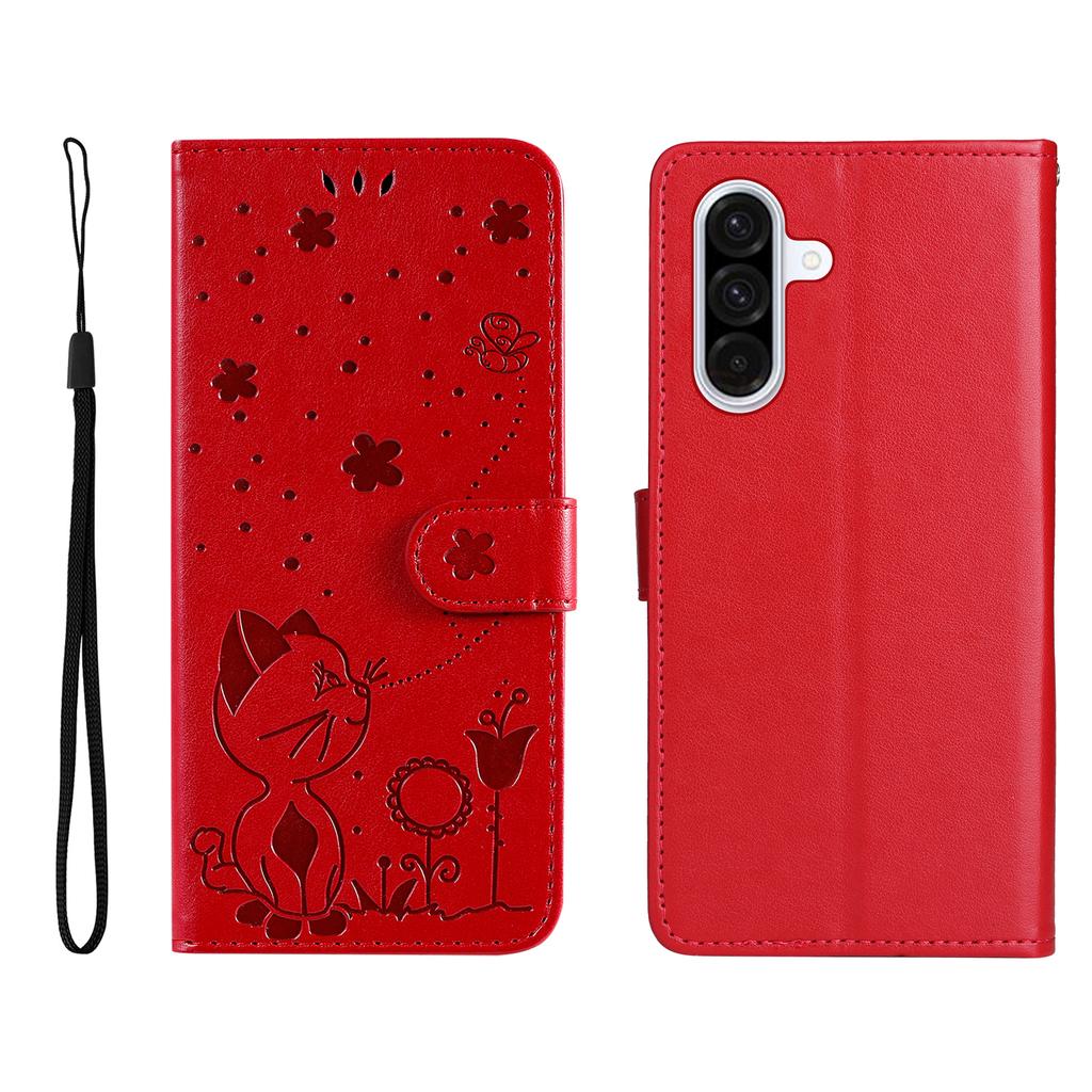 For Samsung Galaxy A36 5G Leather Wallet Case Cat Bee Pattern Phone Cover Stand